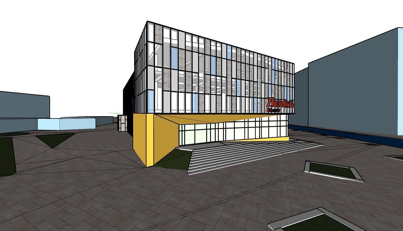 3D model of the cinema building reconstruction 6 versions 3D model_11