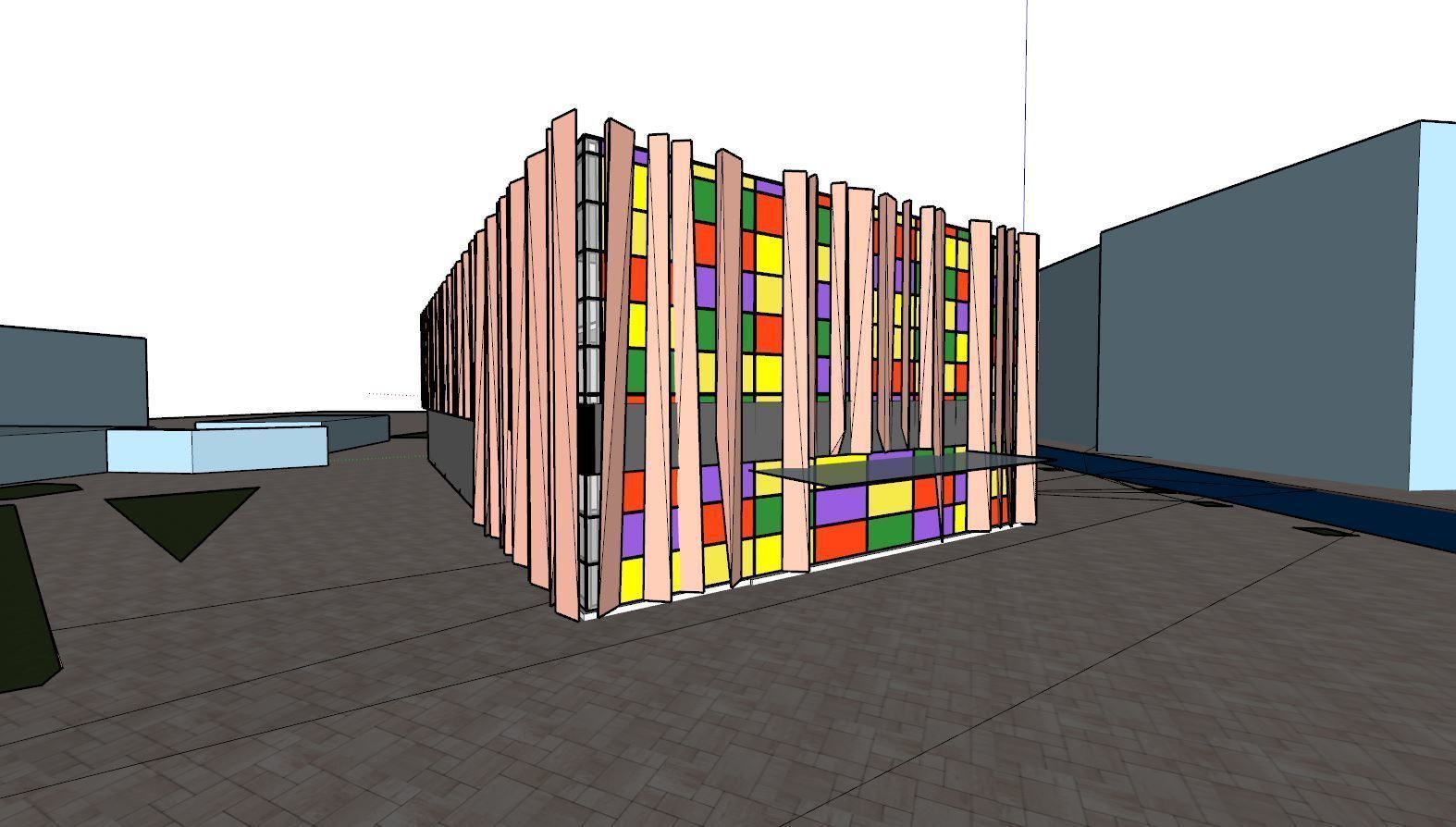 3D model of the cinema building reconstruction 6 versions 3D model_26