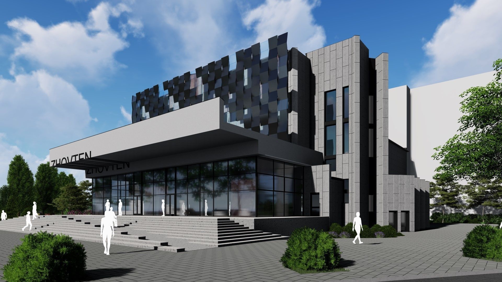 3D model of the cinema building reconstruction 6 versions 3D model_36