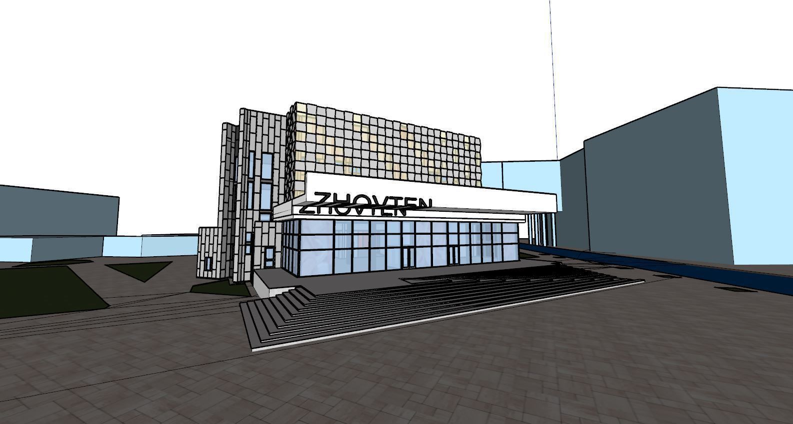 3D model of the cinema building reconstruction 6 versions 3D model_40