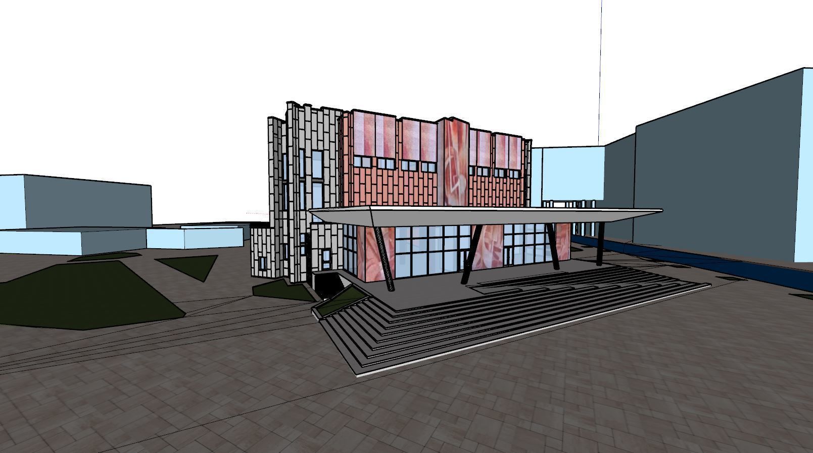 3D model of the cinema building reconstruction 6 versions 3D model_48