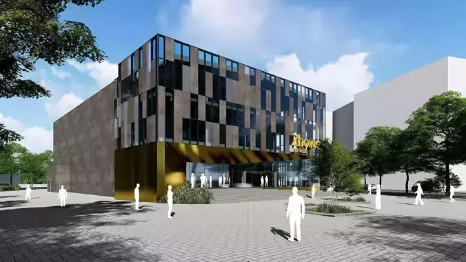 3D model of the cinema building reconstruction 6 versions 3D model