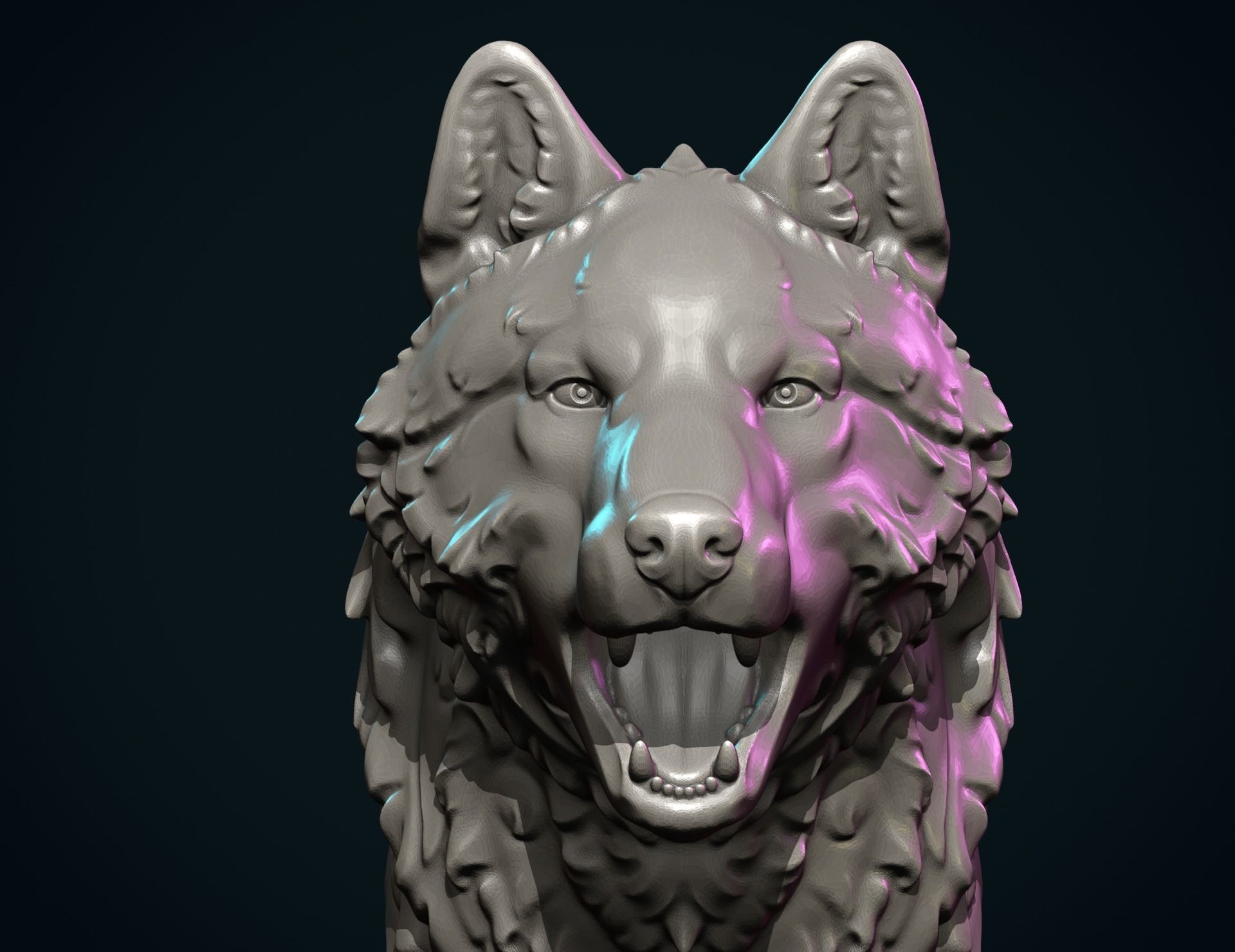 Wolf Sculpture 3D print model_15