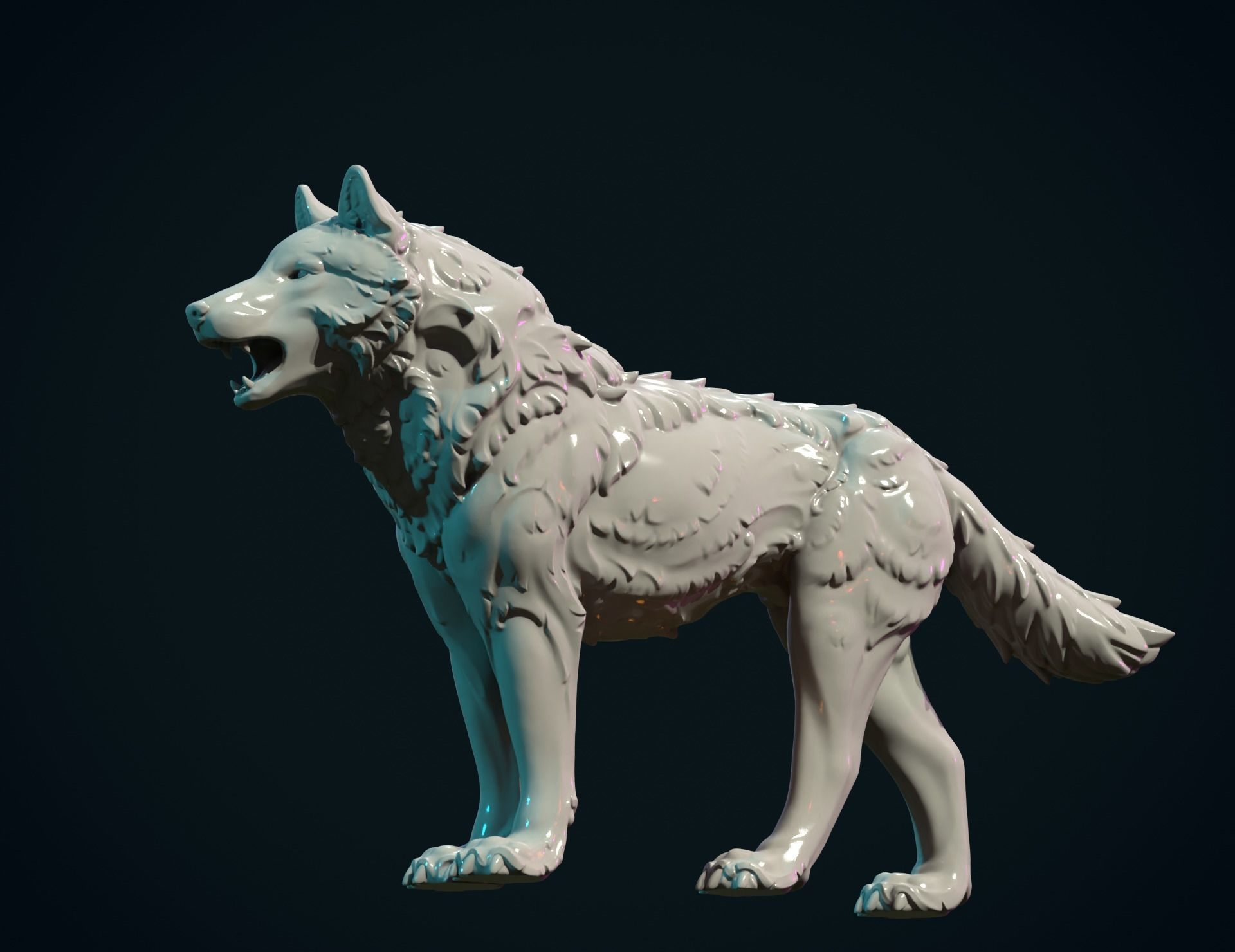 Wolf Sculpture 3D print model_4