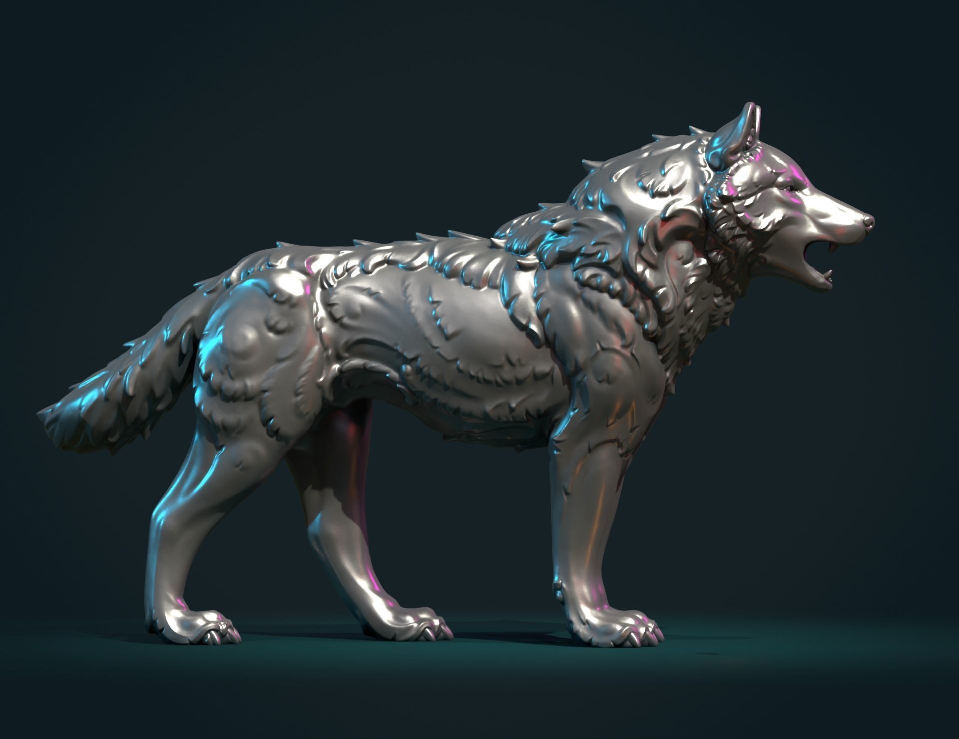Wolf Sculpture 3D print model_3