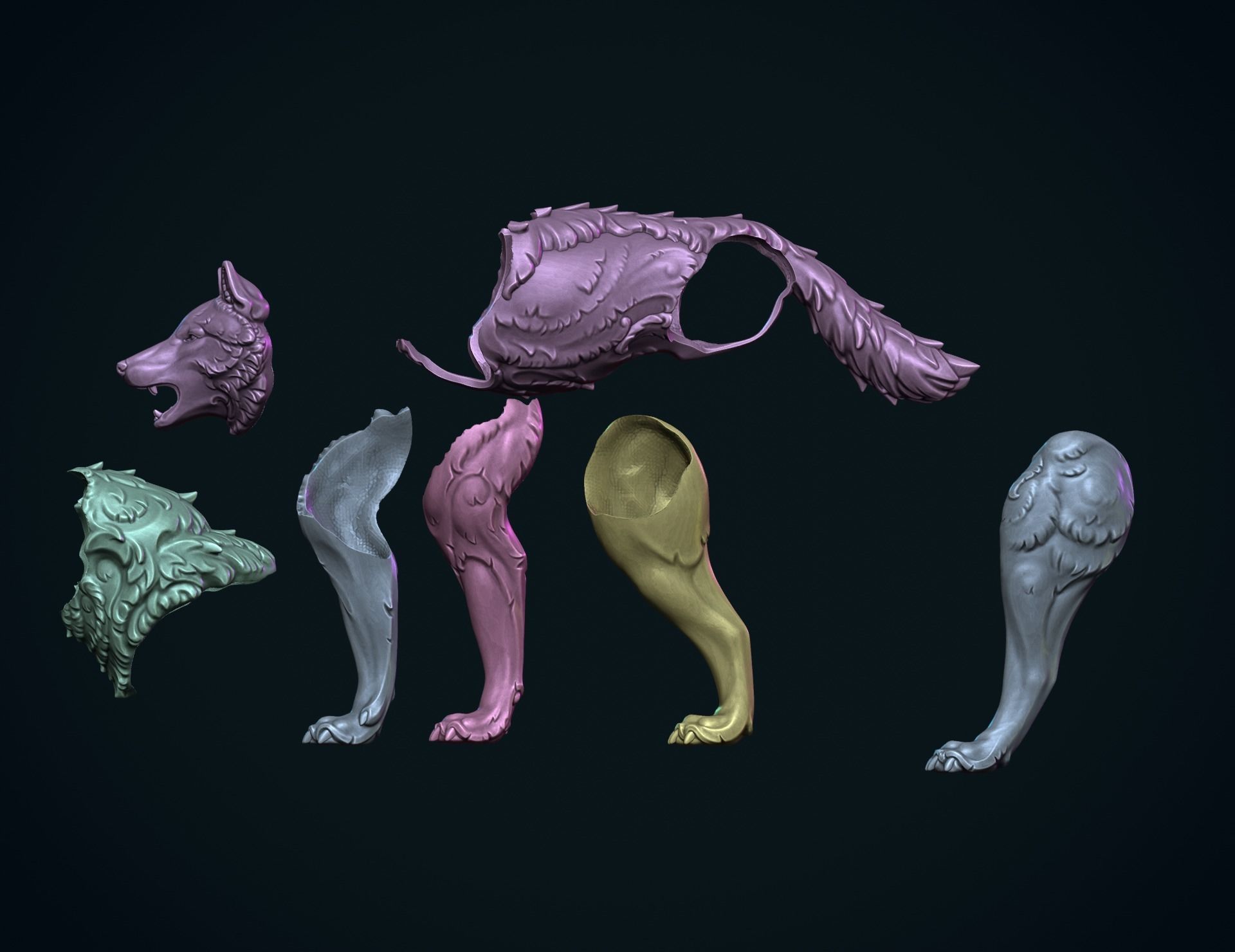 Wolf Sculpture 3D print model_20