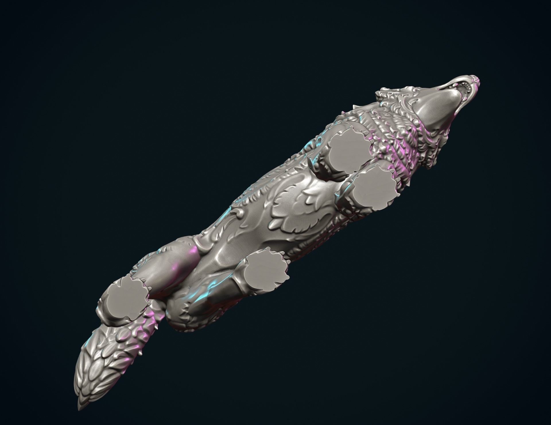 Wolf Sculpture 3D print model_10