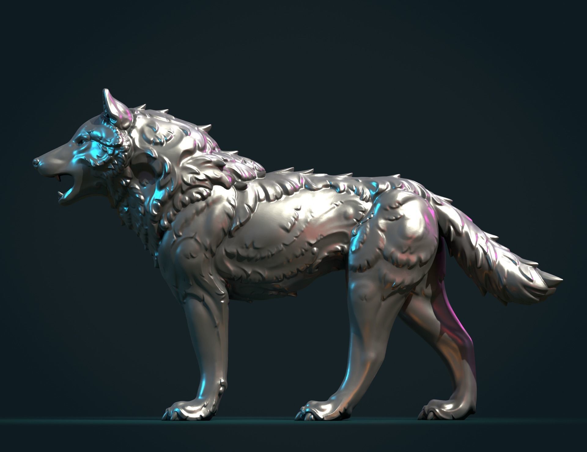 Wolf Sculpture 3D print model_6