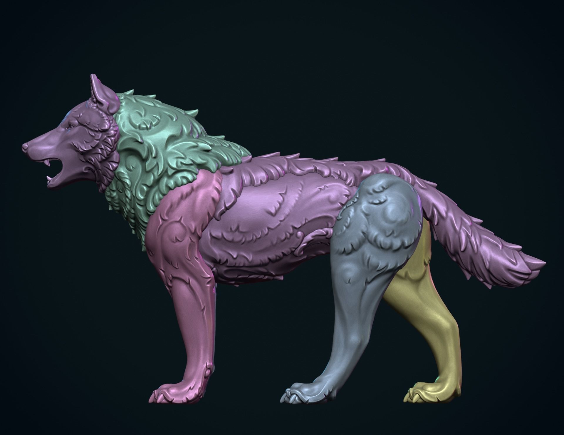 Wolf Sculpture 3D print model_23