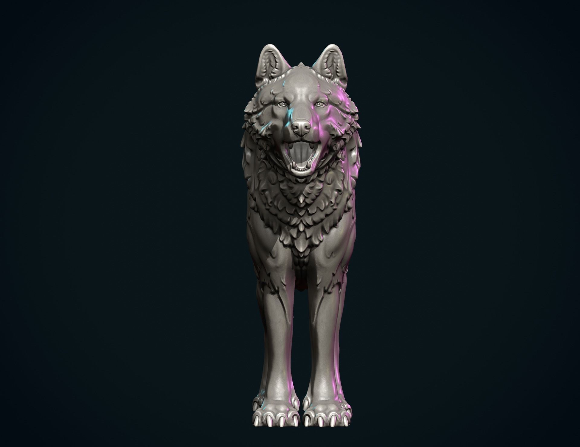 Wolf Sculpture 3D print model_7