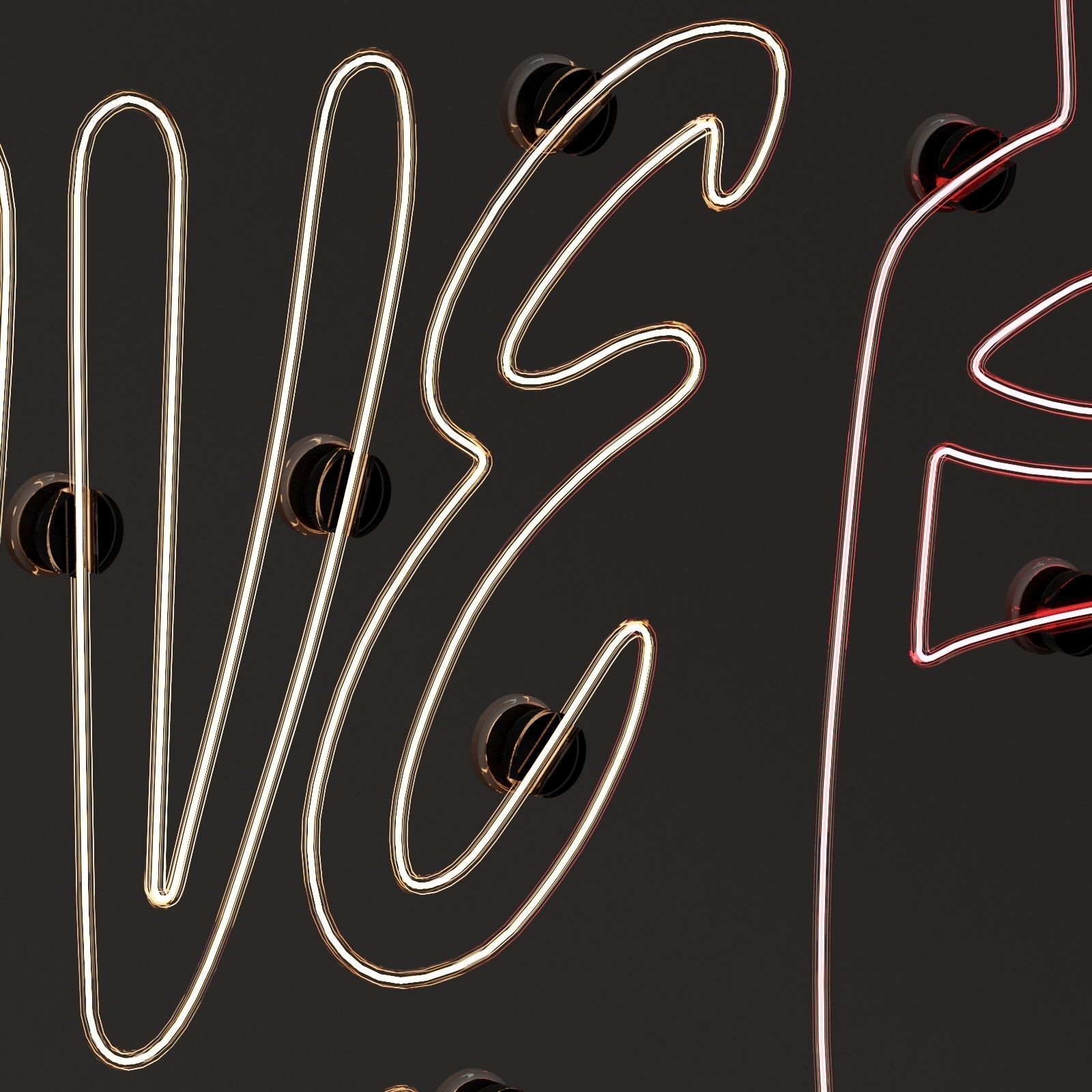 Neon Light Lamp 02 3D model_2