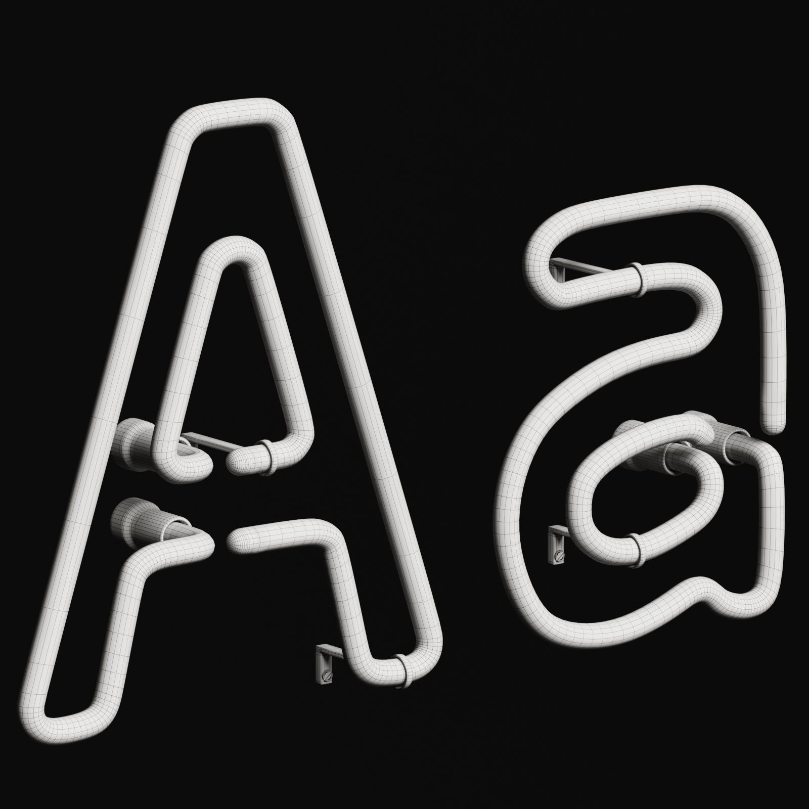 Neon Light Lamp 03 - Alphabet 3D model_3