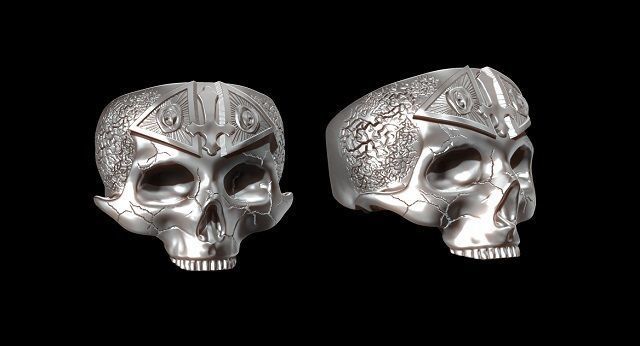 freemason skull ring   NO2 3D print model_1