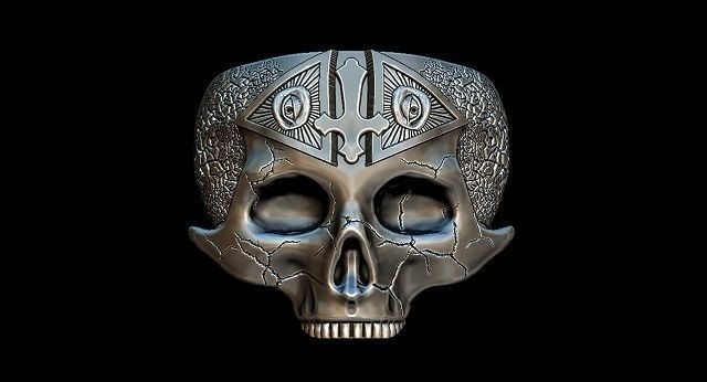 freemason skull ring   NO2 3D print model_6