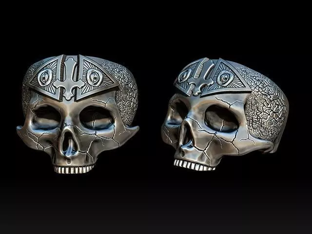 freemason skull ring   NO2 3D print model_0