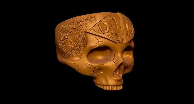 freemason skull ring   NO2 3D print model_11