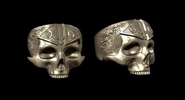 freemason skull ring   NO2 3D print model_10