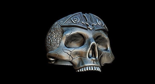 freemason skull ring   NO2 3D print model_7