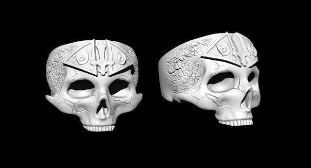 freemason skull ring   NO2 3D print model_2