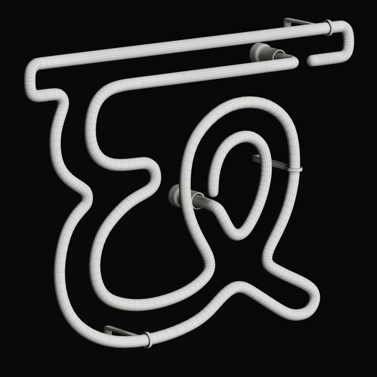 Neon Light Lamp 04 - Indian Alphabet 3D model_2