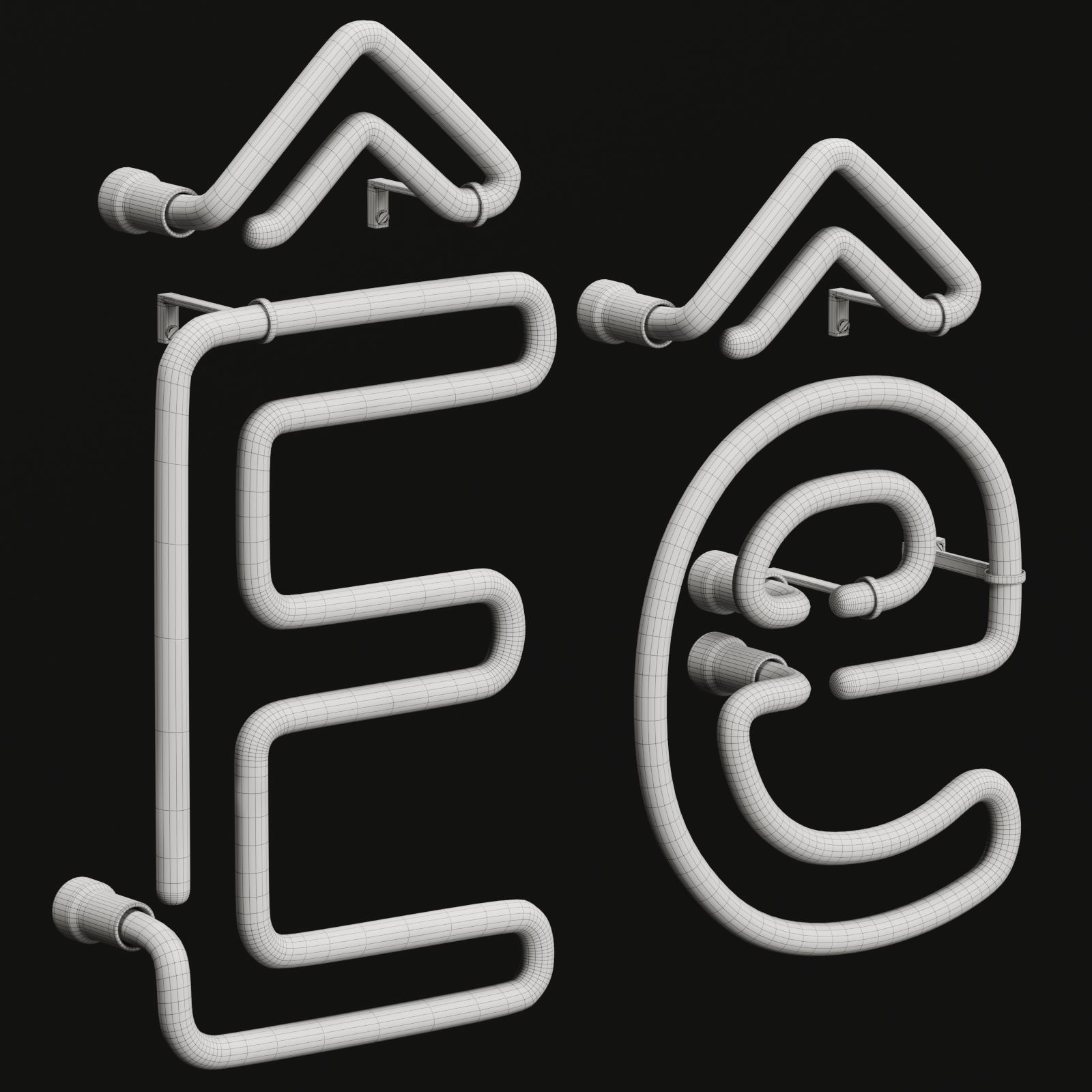 Neon Light Lamp 06 - Vietnamese Alphabet 3D model_2