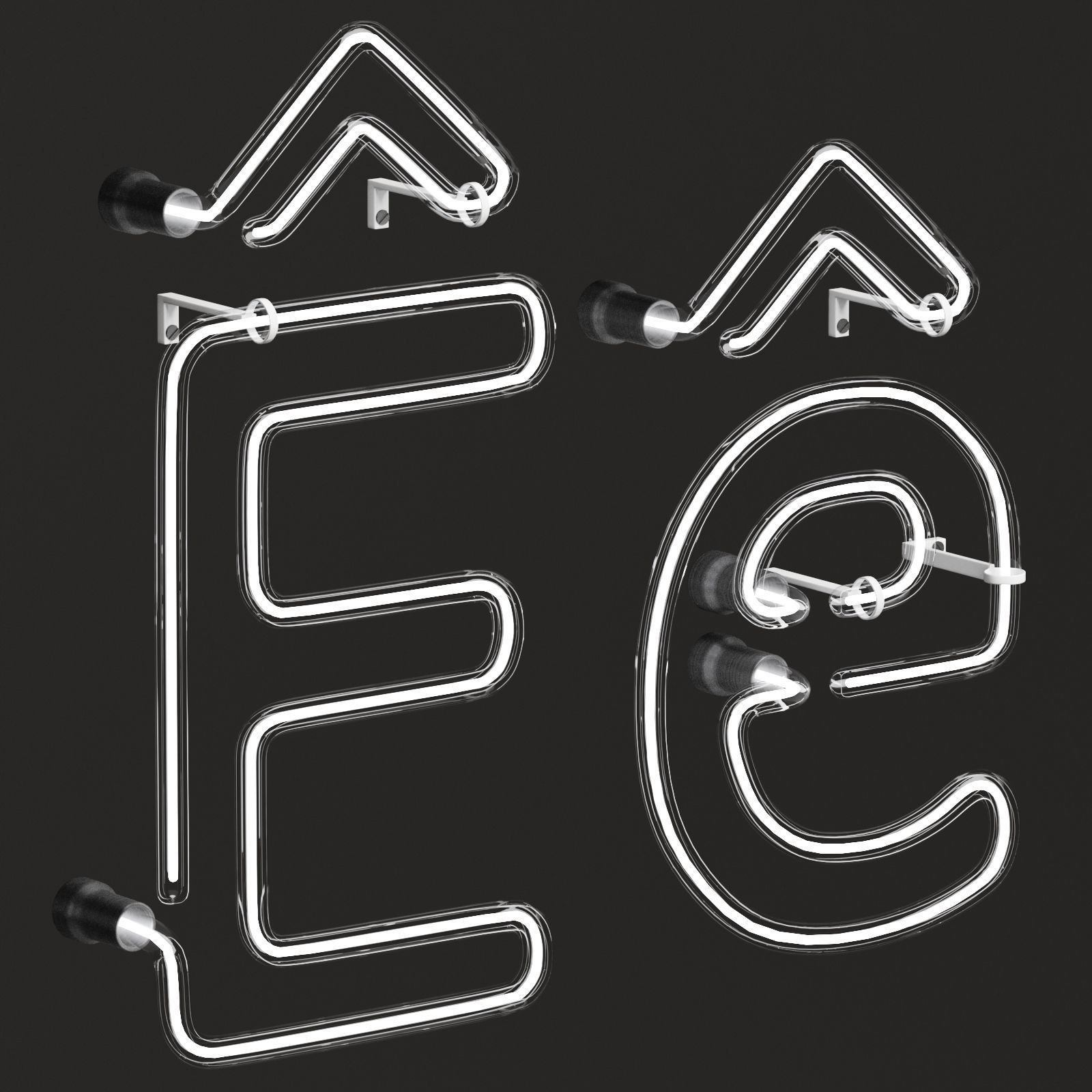 Neon Light Lamp 06 - Vietnamese Alphabet 3D model_3