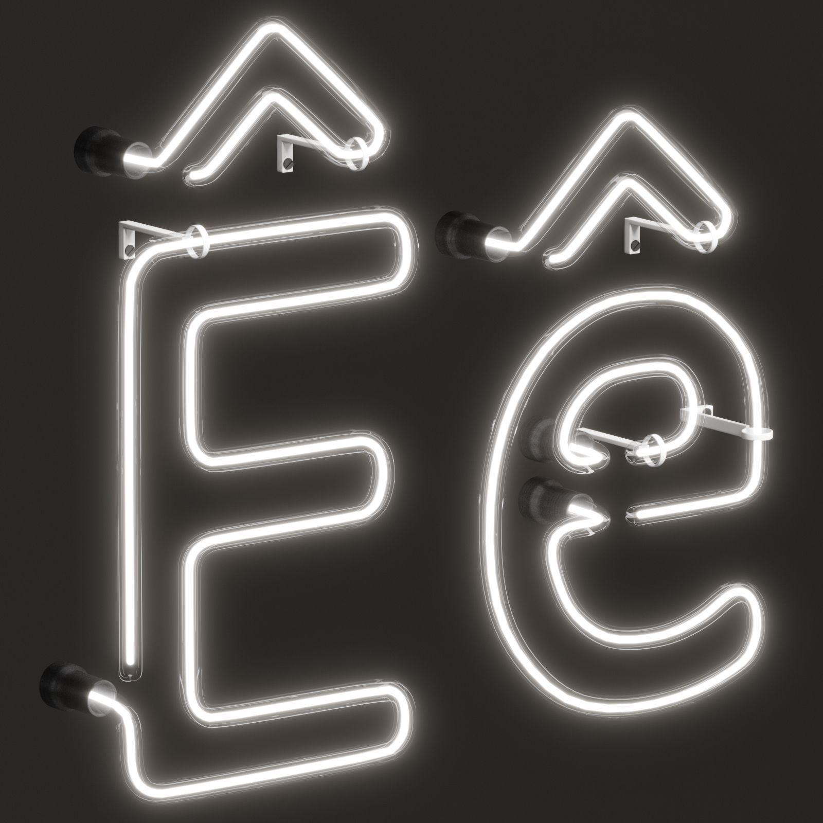 Neon Light Lamp 06 - Vietnamese Alphabet 3D model_1