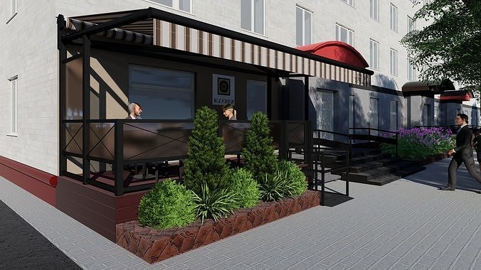 3D model of the summer terrace of the cafe Free 3D model