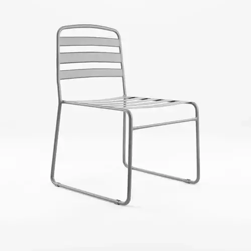 3D Model of a stylish outdoor dining chair in painted metal Low-poly 3D model