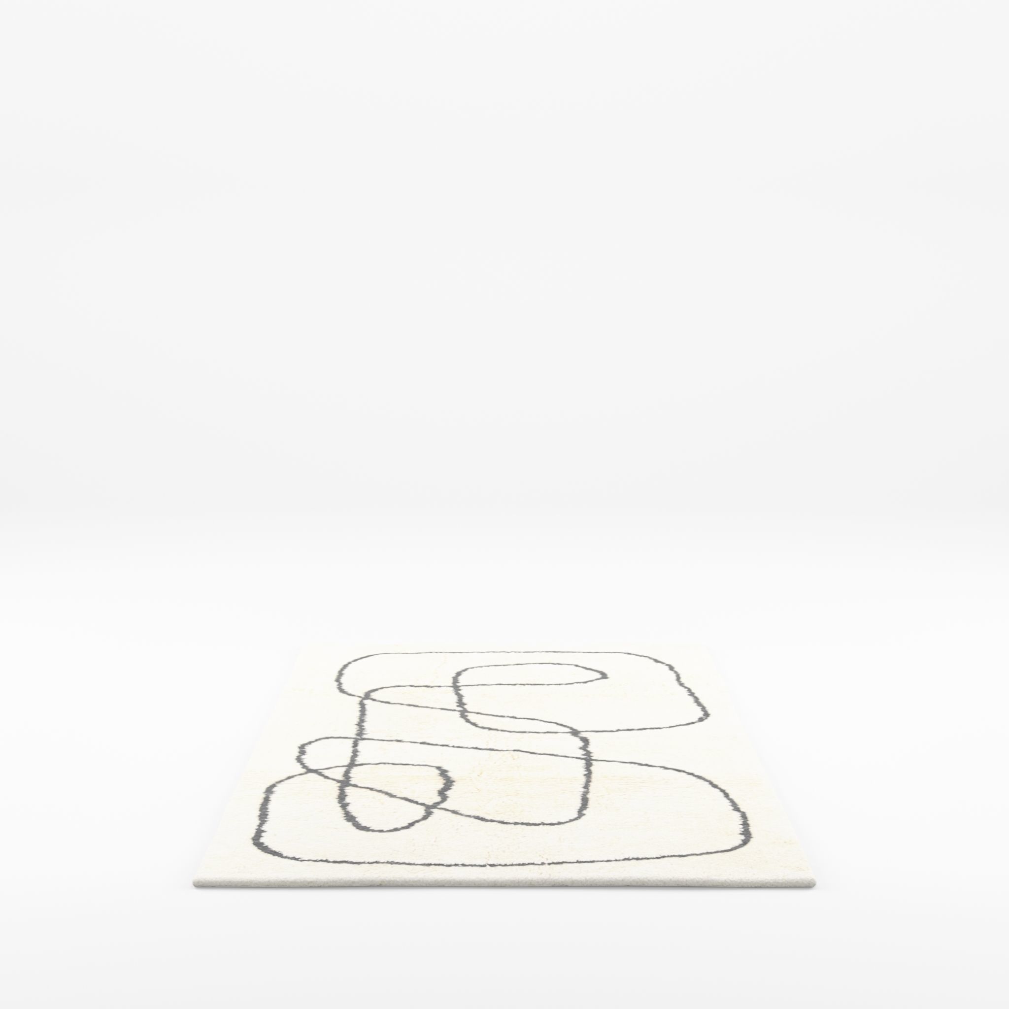 3D Model of Patterned rug in an ecru organic cotton weave  Low-poly 3D model_4