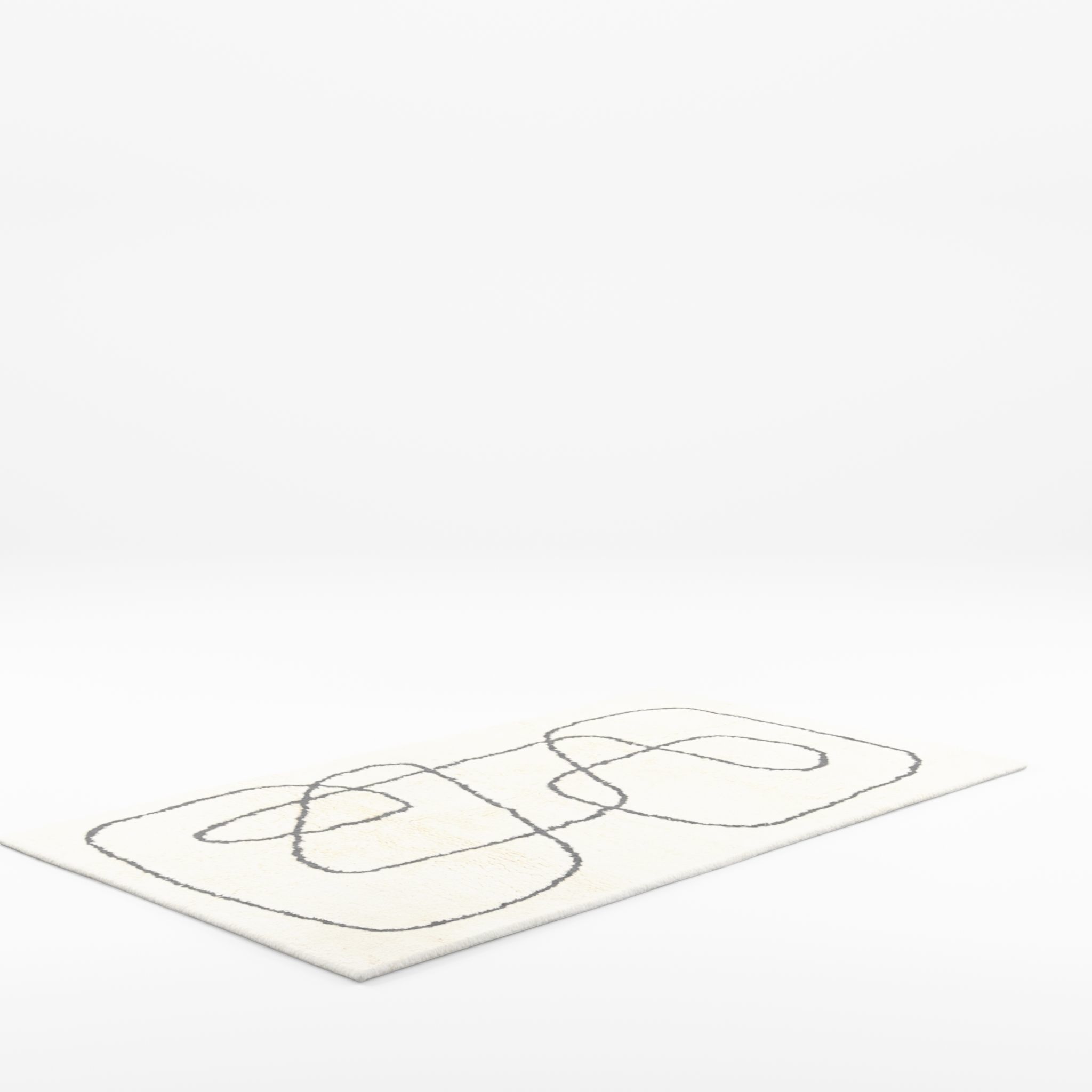 3D Model of Patterned rug in an ecru organic cotton weave  Low-poly 3D model_1