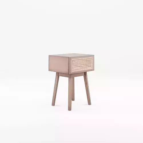 3D Model of a bedside table in meranti wood and MDF