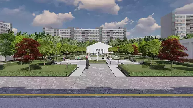 3D model of the square in the classic style of 2 versions