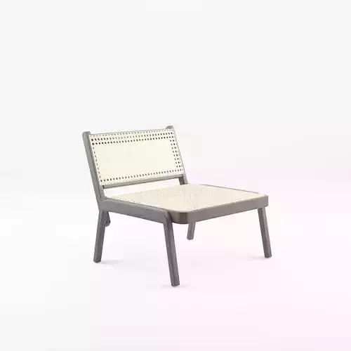 3D Model of a low lounge chair in meranti wood Low-poly 3D model