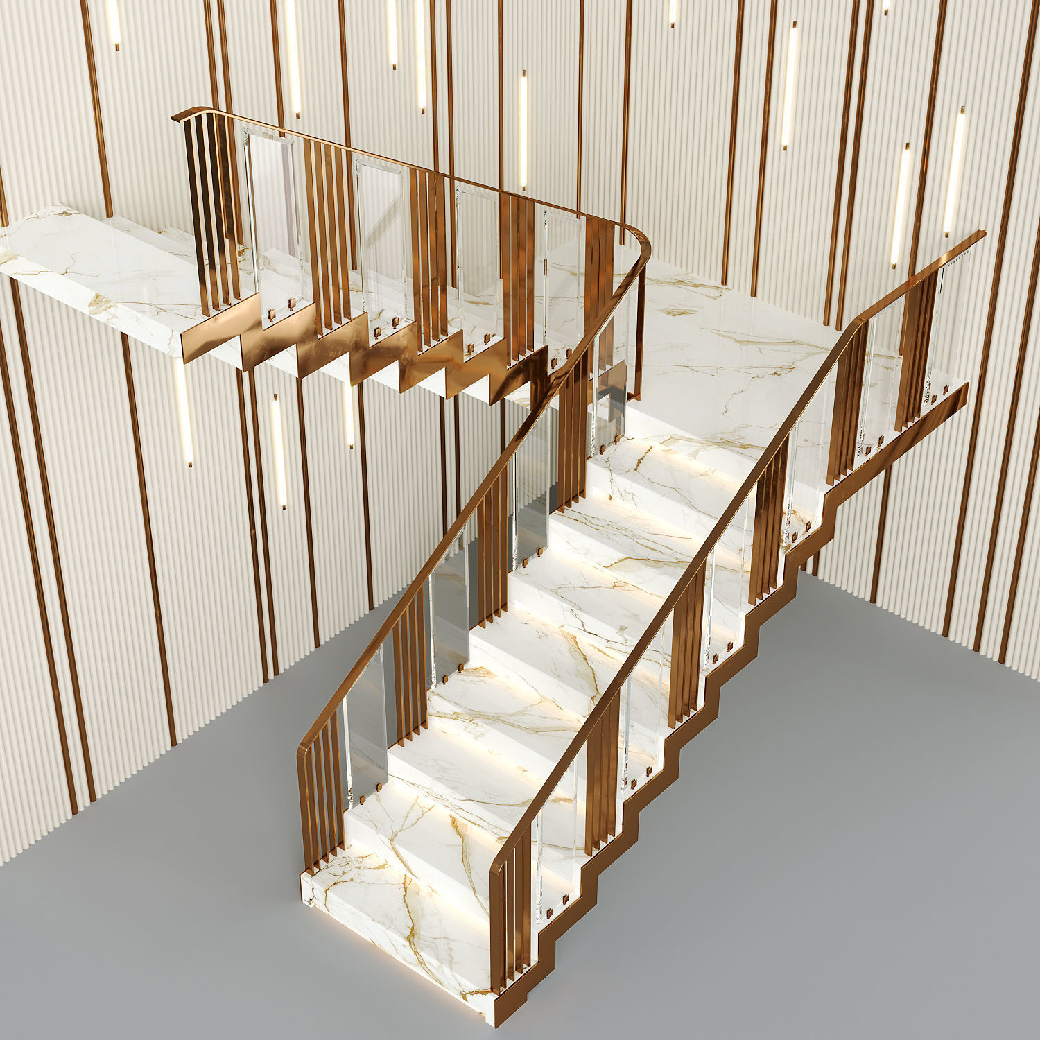 Modern luxury staircase 2 3D model_1