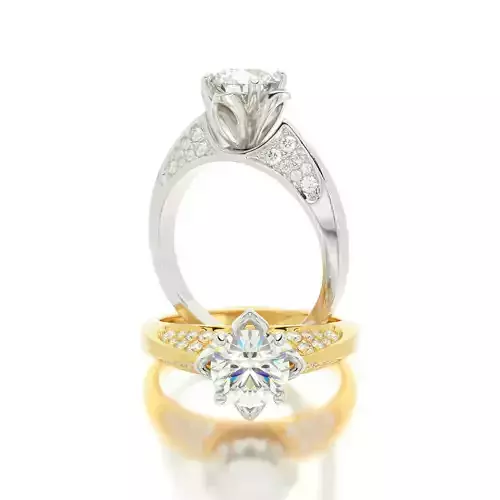 two tones flower engagement ring with 1ct diamond