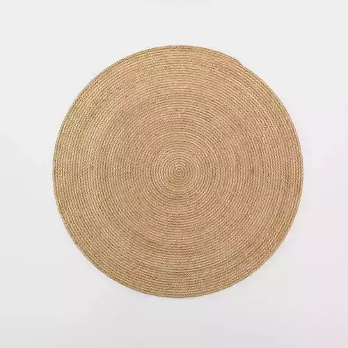 3D Model of a small round rug in woven jute quality