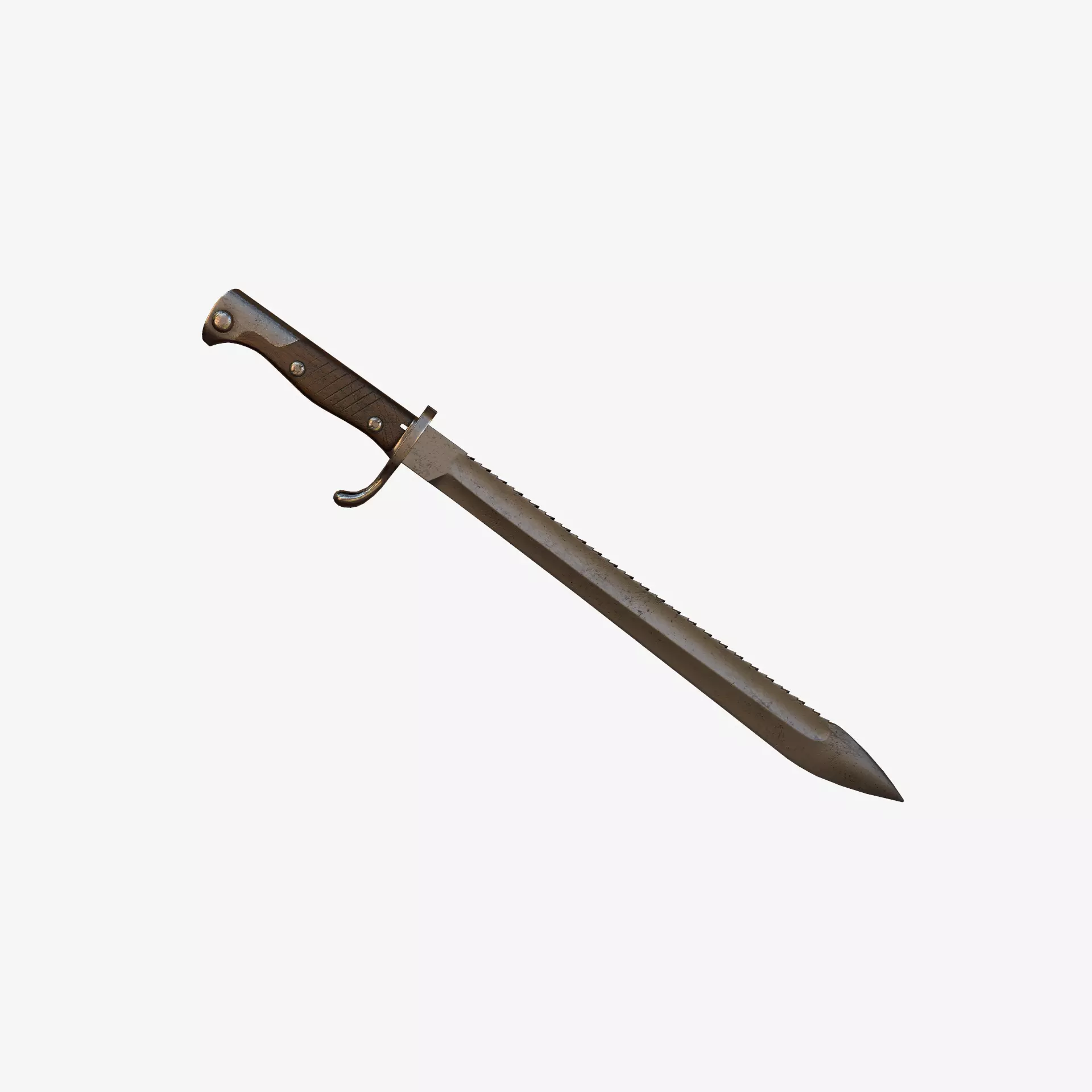 German WWI M1898-05 Butcher Sawback Bayonet Low-poly 3D model