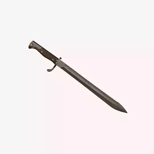 German WWI M1898-05 Butcher Sawback Bayonet Low-poly 3D model