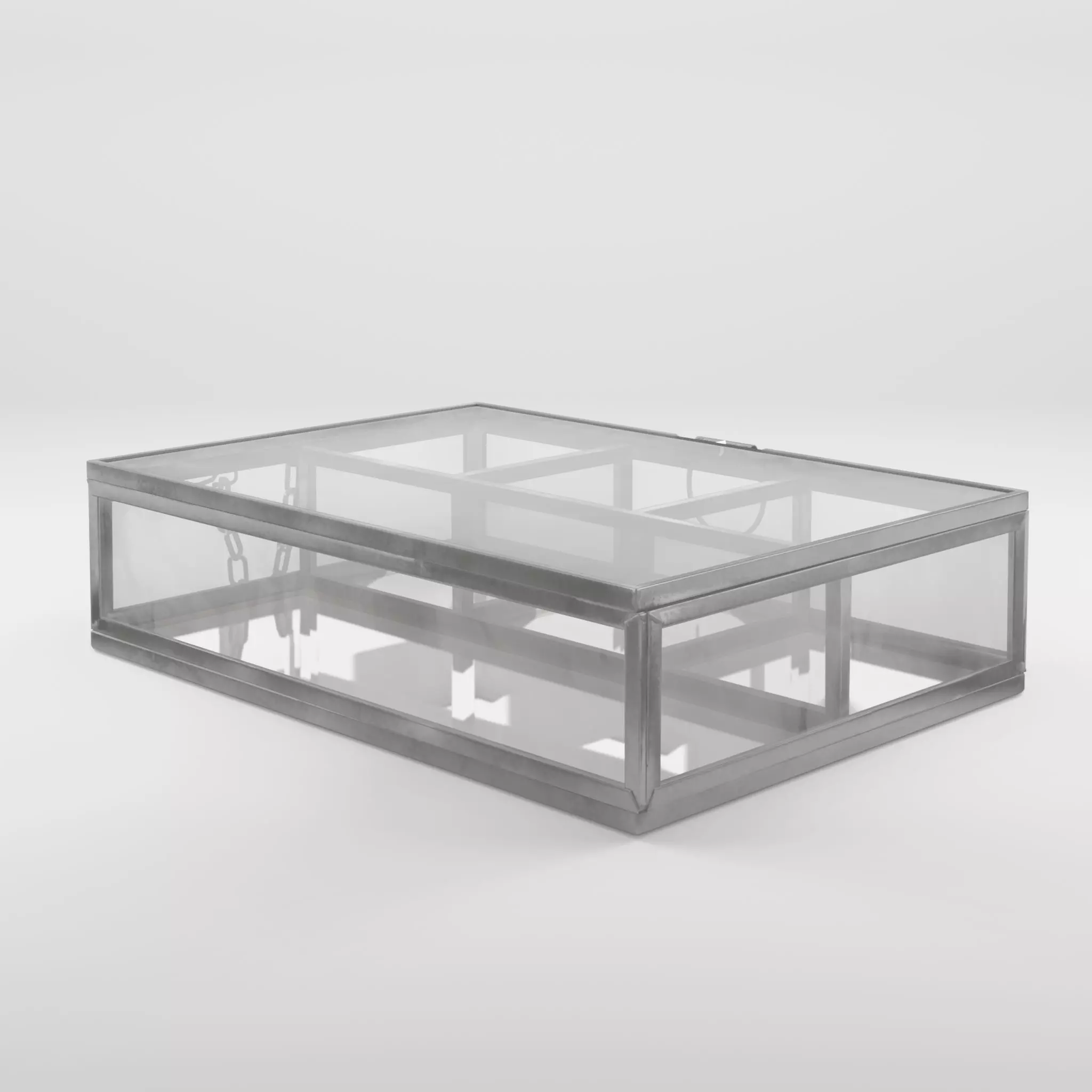 3D Model of a rectangular jewelry box in clear glass Low-poly 3D model_0