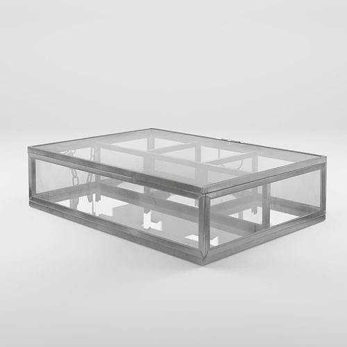 3D Model of a rectangular jewelry box in clear glass Low-poly 3D model