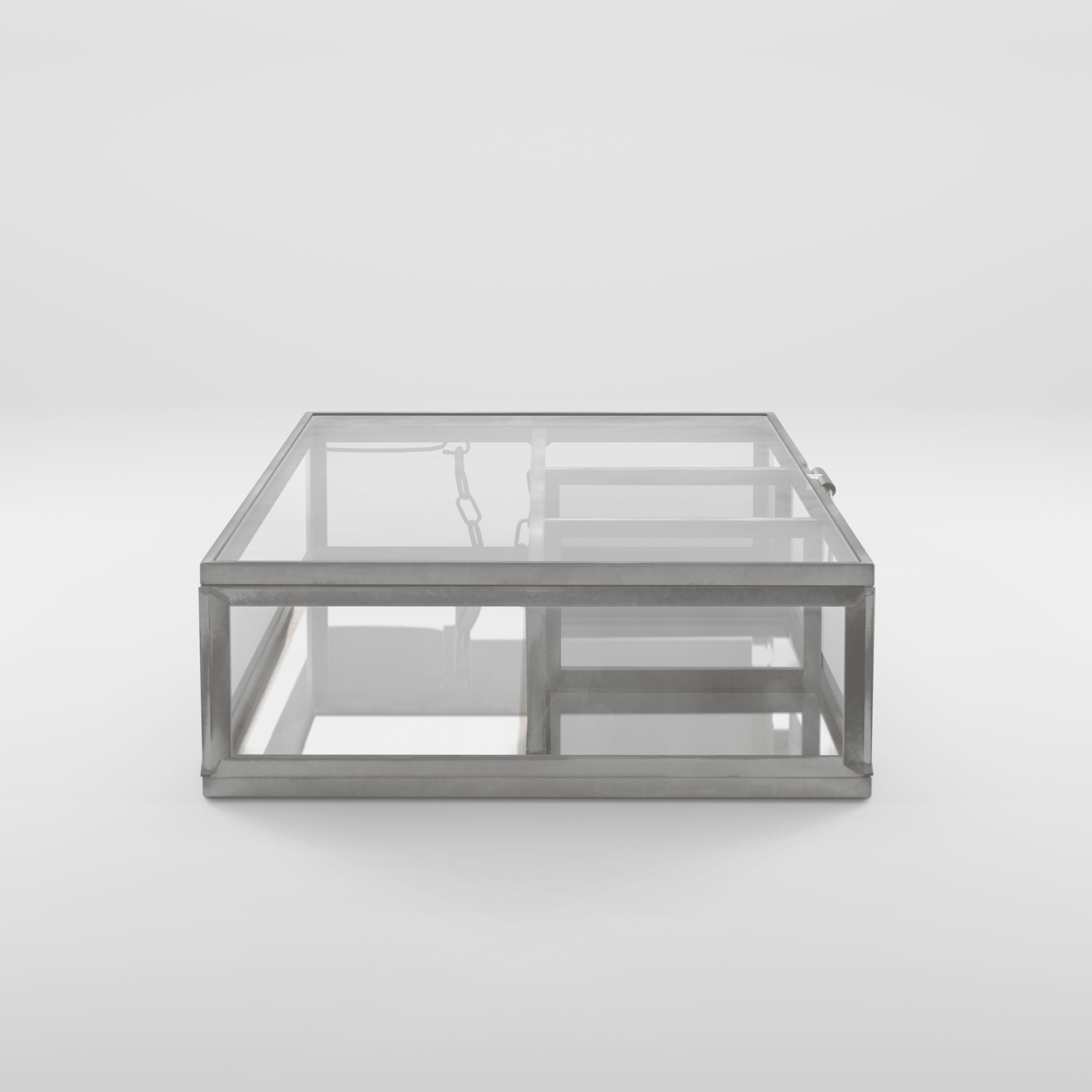 3D Model of a rectangular jewelry box in clear glass Low-poly 3D model_2