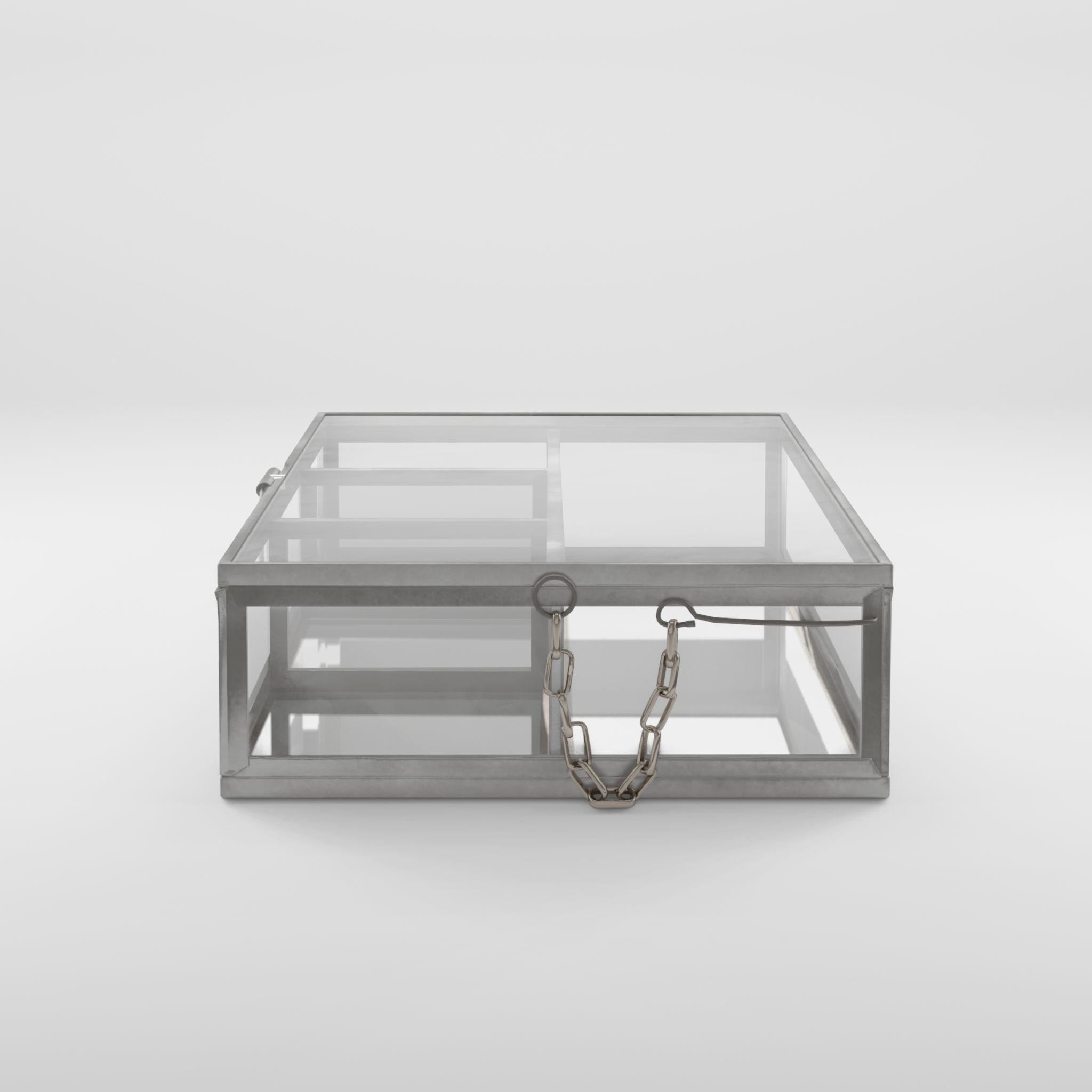 3D Model of a rectangular jewelry box in clear glass Low-poly 3D model_1