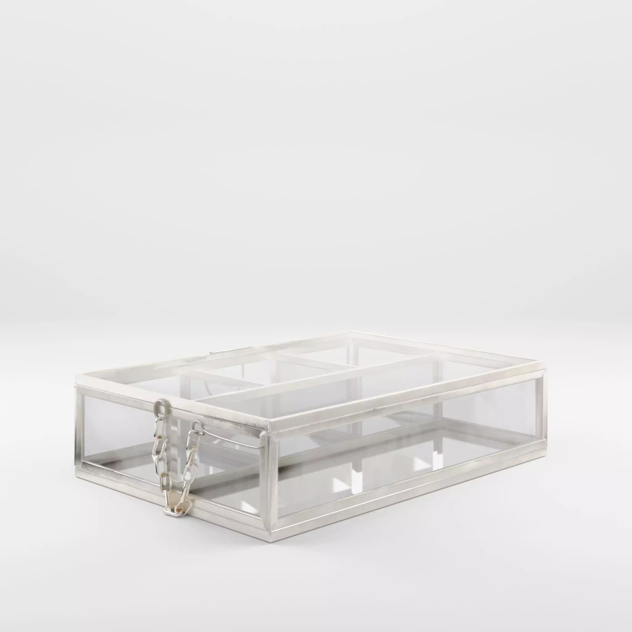 3D Model of a rectangular jewelry box in clear glass Low-poly 3D model_0
