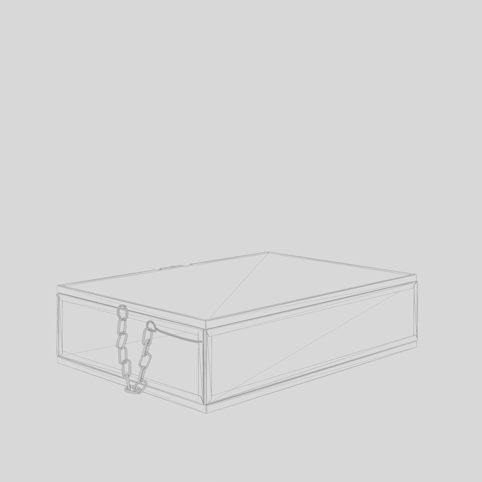 3D Model of a rectangular jewelry box in clear glass Low-poly 3D model_5