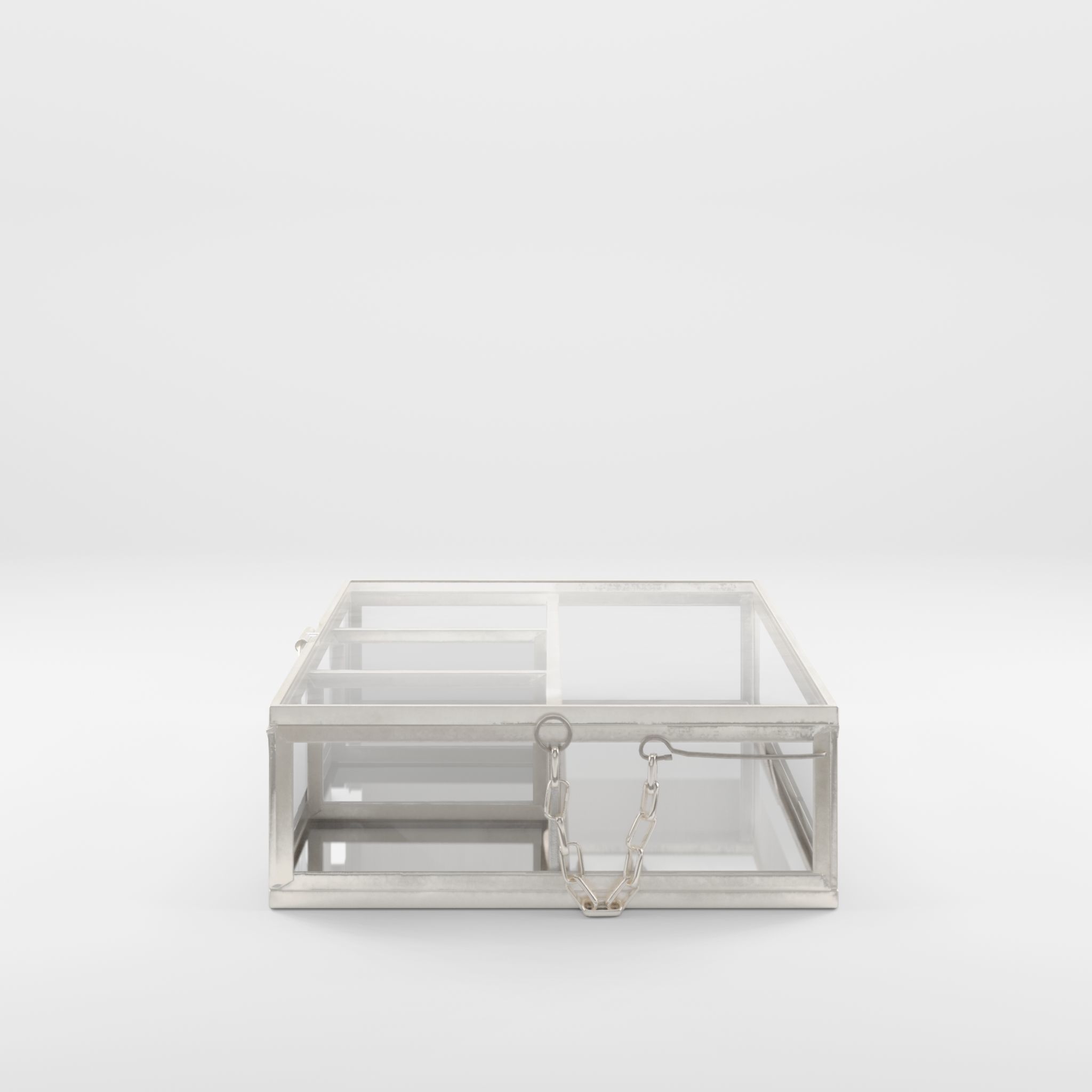 3D Model of a rectangular jewelry box in clear glass Low-poly 3D model_3