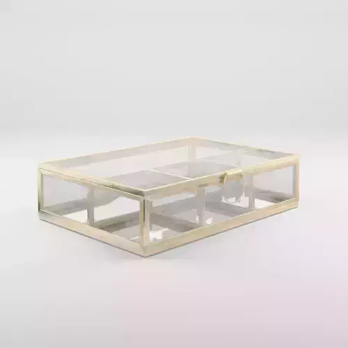 3D Model of a rectangular jewelry box in clear glass