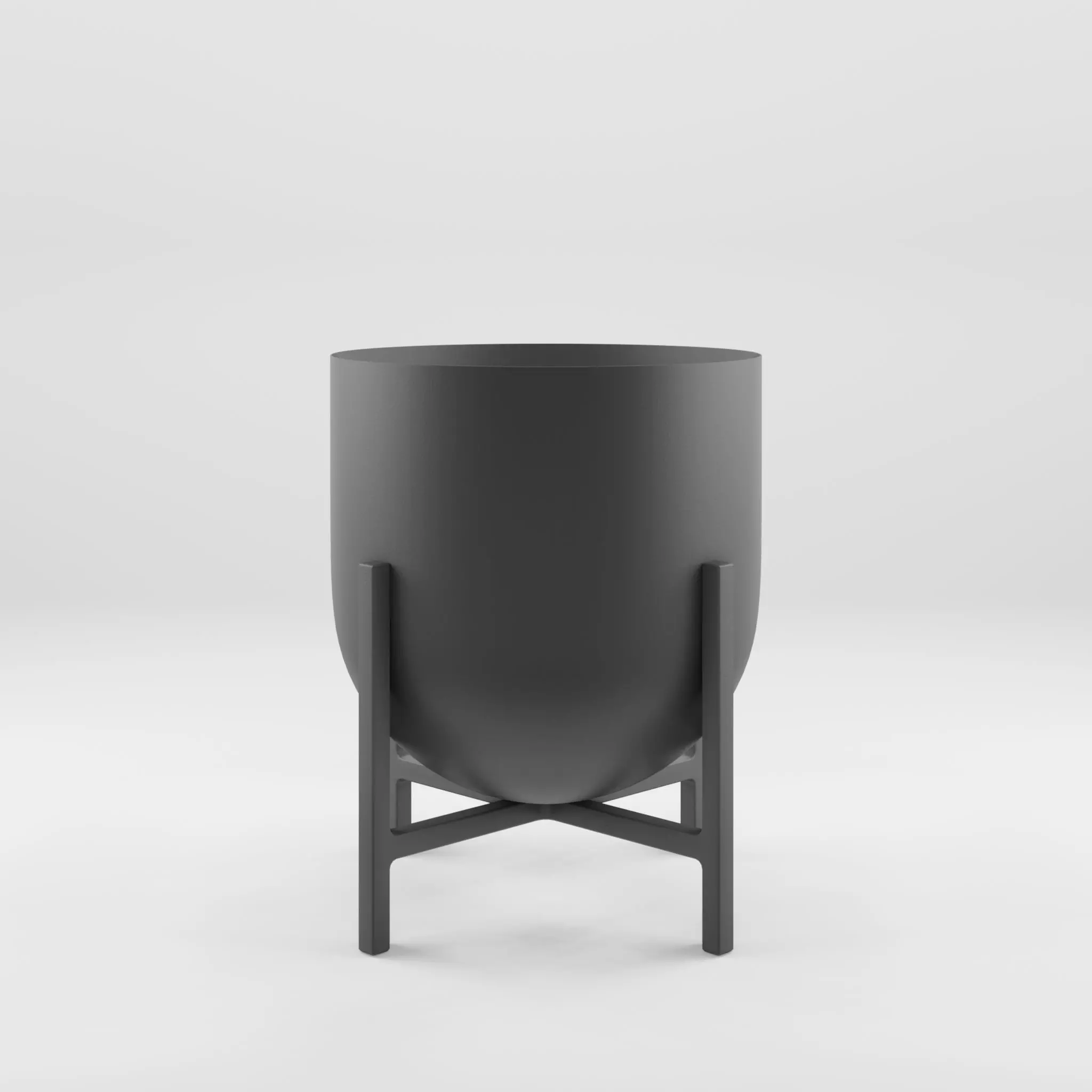 3D Model of a Metal plant pot with a rounded base Low-poly 3D model_0