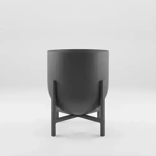 3D Model of a Metal plant pot with a rounded base