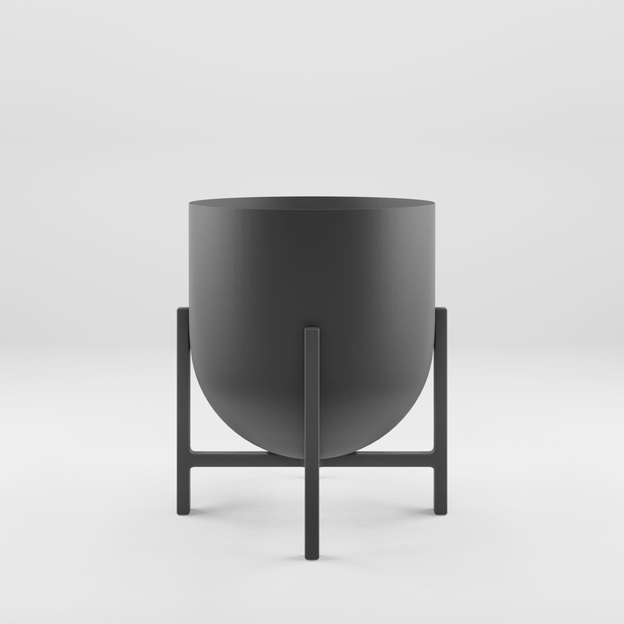 3D Model of a Metal plant pot with a rounded base Low-poly 3D model_2